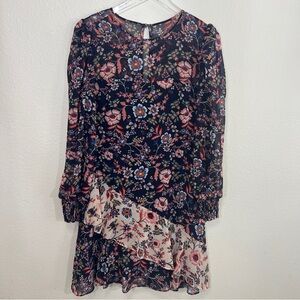ELIZA J long sleeve floral ruffle dress